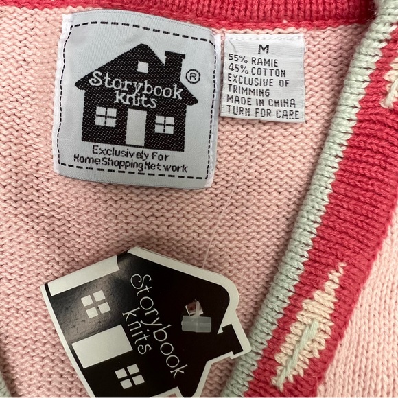 Storybook Knits Pink Flowers Cardigan Medium Women’s Sweater New with tags - Picture 4 of 7